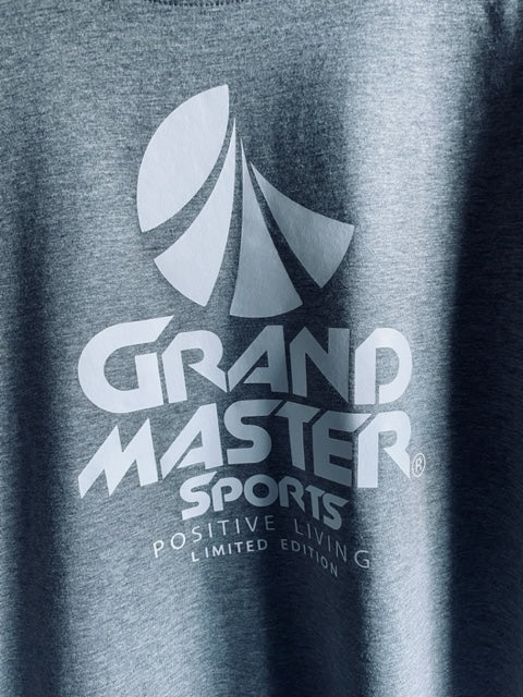 GM Icon logo Grey Marl with White print Unisex Tee Shirt