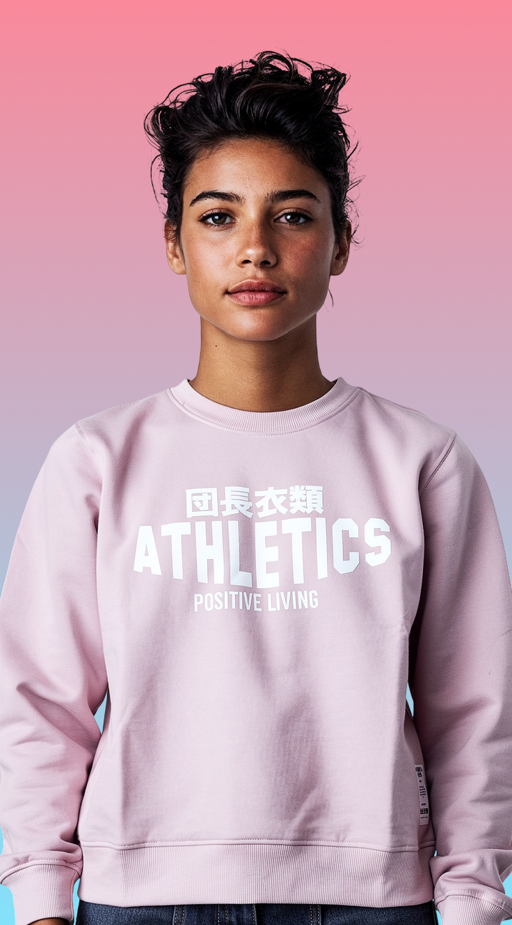 Ladies washed washed pink Athletics positive living Crew Sweat