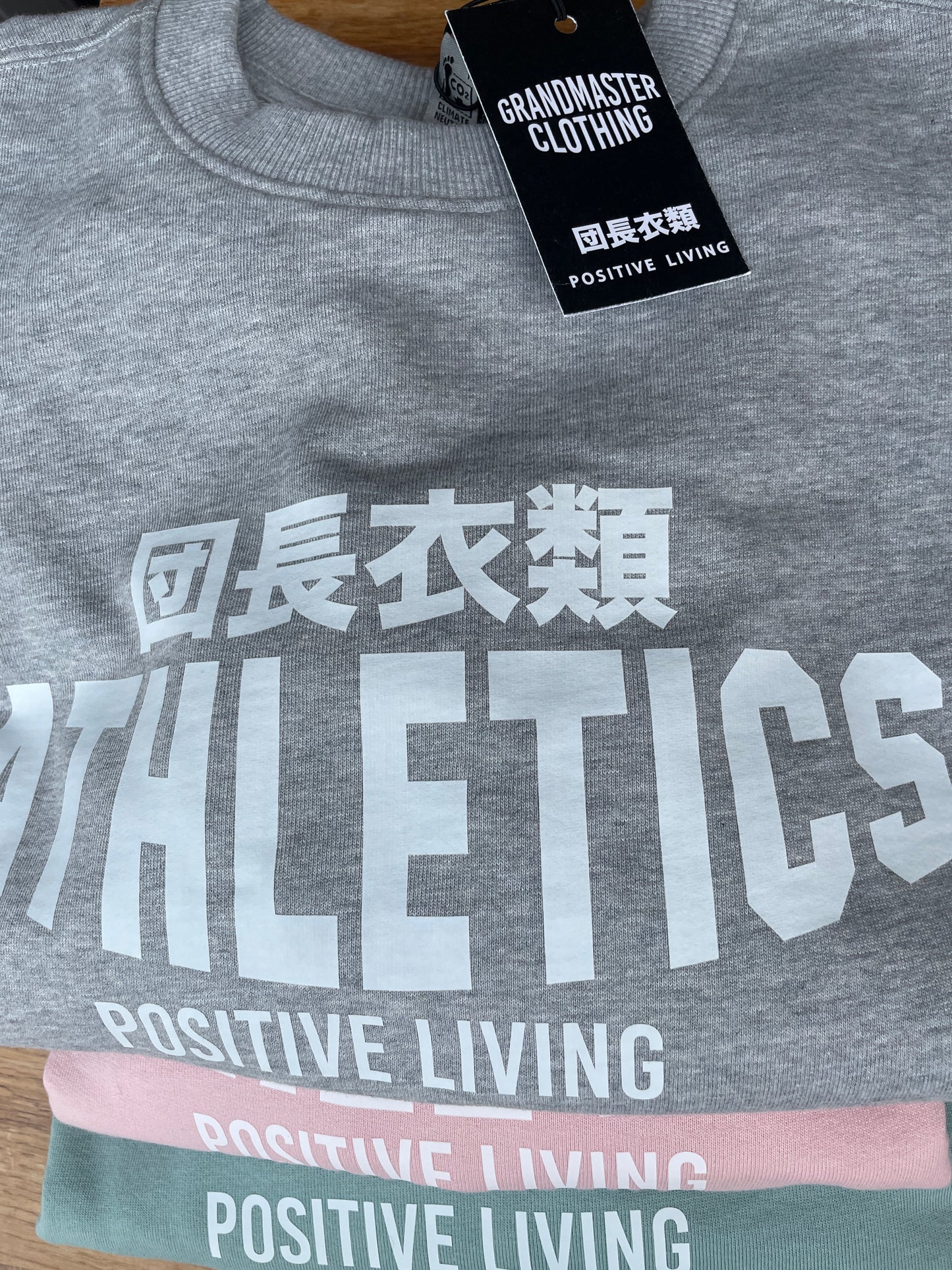 Ladies washed Grey Marl Athletics positive living Crew Sweat