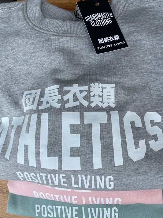 Ladies washed Grey Marl Athletics positive living Crew Sweat