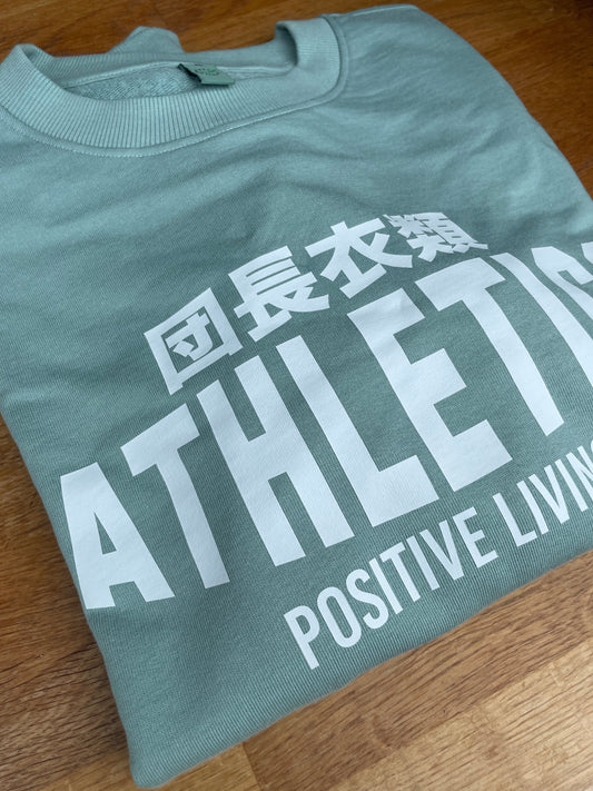 Ladies washed Sage Green Athletics positive living Crew Sweat