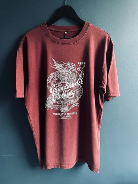 Unisex Dragon T Burgundy stone wash