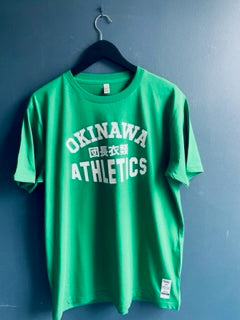 Okinawa Athletics Green T white print