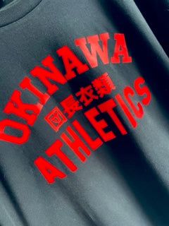 Okinawa Athletics Black T Red print