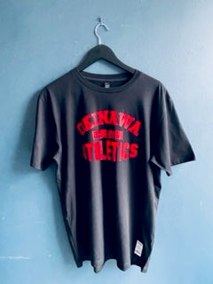 Okinawa Athletics Black T Red print