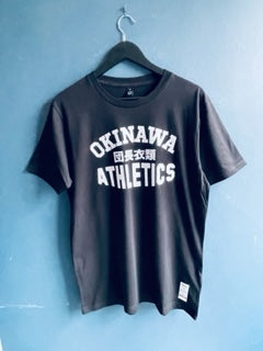 Okinawa Athletics Black T white print