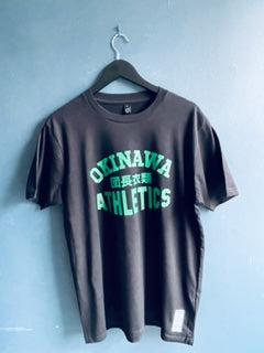 Okinawa Athletics Black T green print