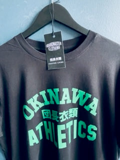 Okinawa Athletics Black T green print