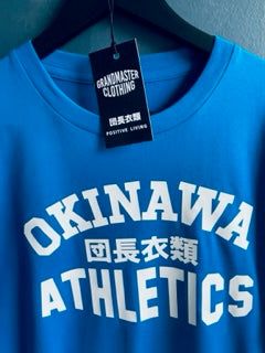 Okinawa Athletics Blue T white print