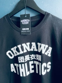 Okinawa Athletics Black T white print