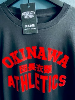 Okinawa Athletics Black T Red print