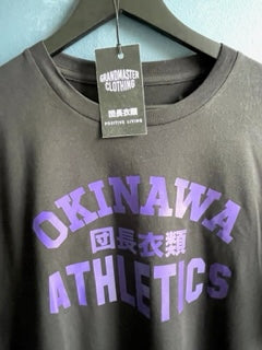 Okinawa Athletics black T purple print