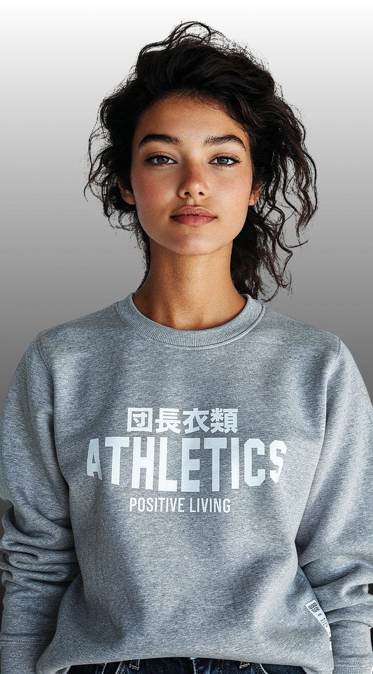 Ladies washed Grey Marl Athletics positive living Crew Sweat