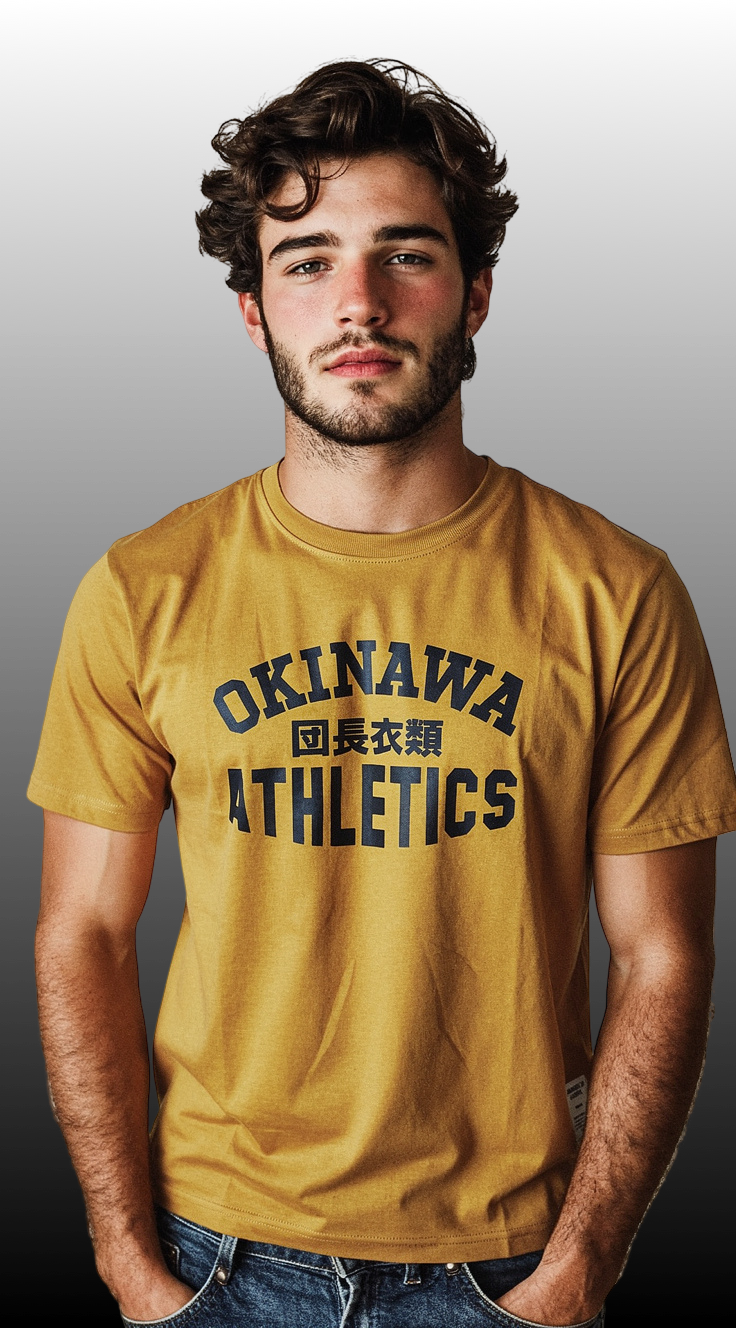 Okinawa Athletics Yellow T Black print