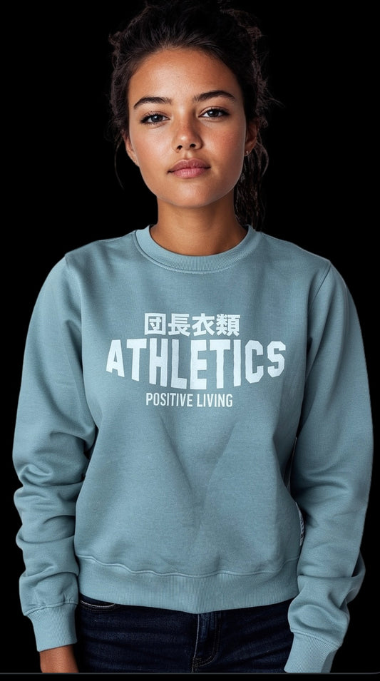 Ladies washed Sage Green Athletics positive living Crew Sweat