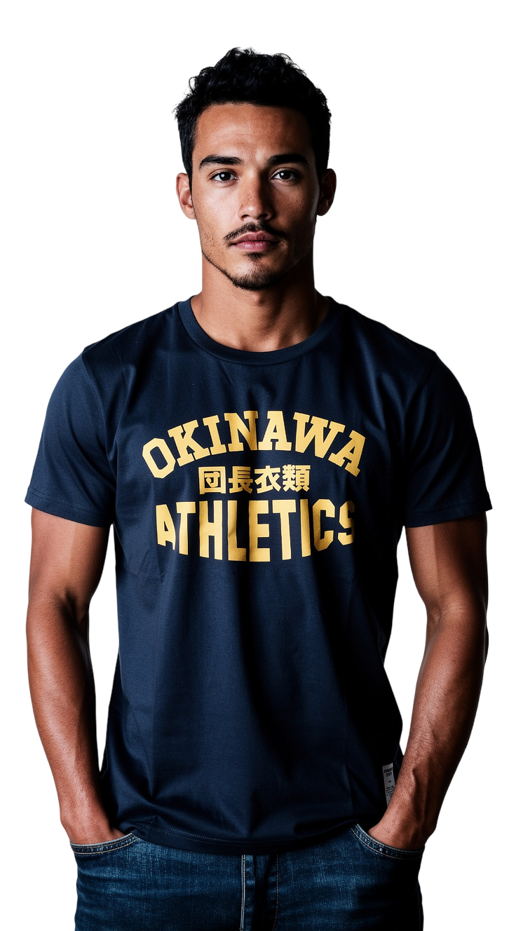 Okinawa Athletics black T yellow print