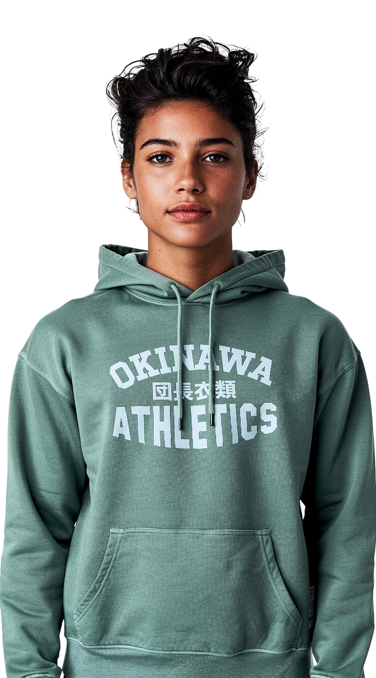 Unisex Stonewashed Green Okinawa Athletics Hoody