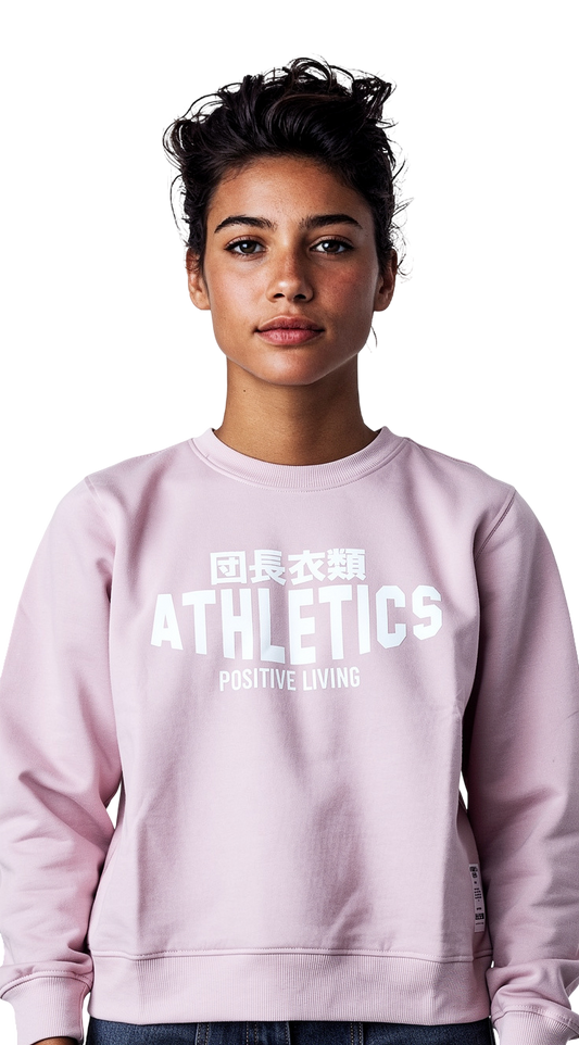 Ladies washed washed pink Athletics positive living Crew Sweat