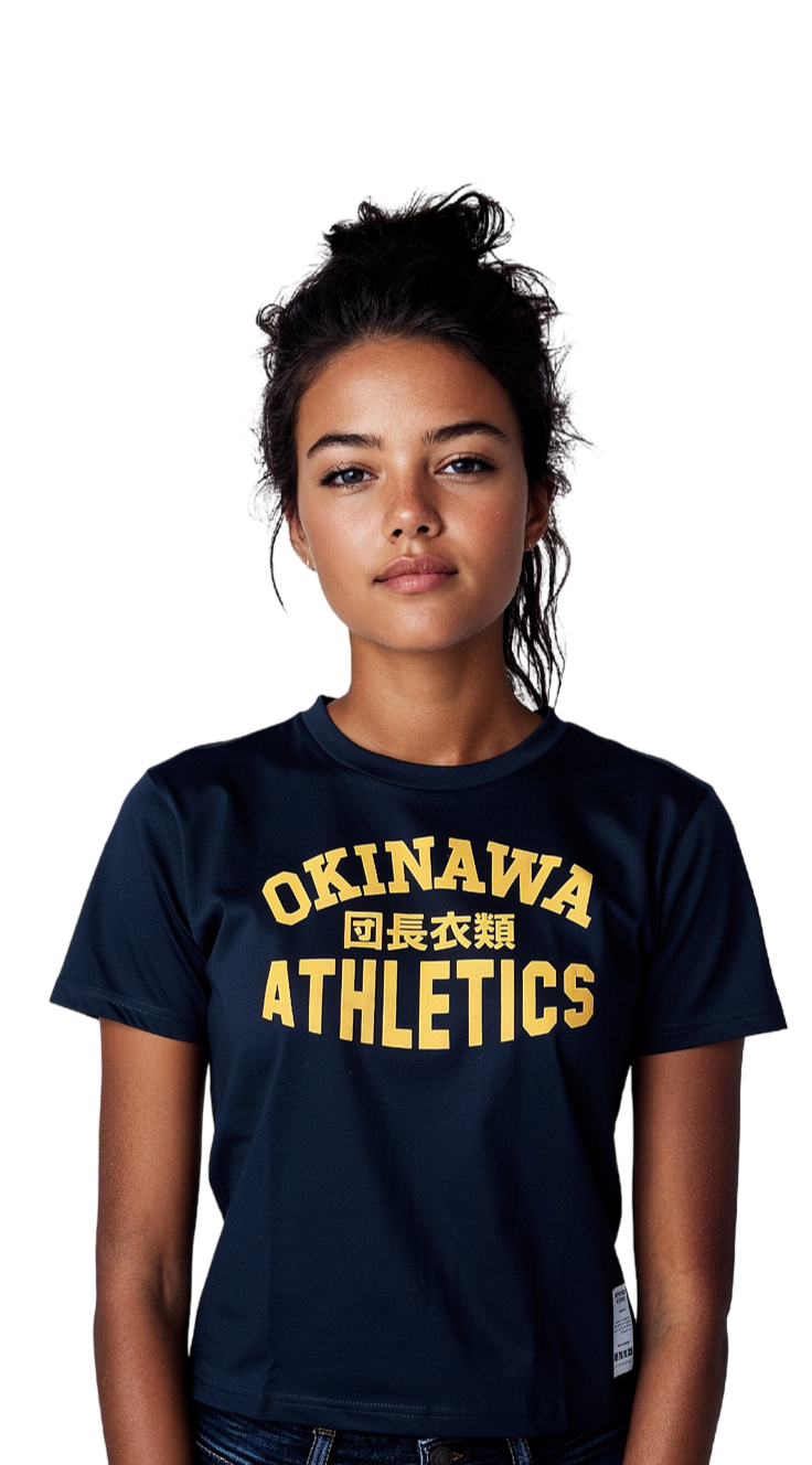Okinawa Athletics black T yellow print