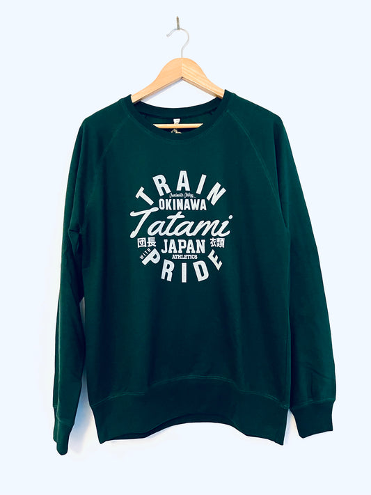 Tatami Train with pride Bottle Green  Marl Raglan slv  Crew Sweatshirt