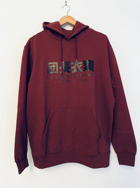 Positive Living logo Burgundy Unisex HOODY